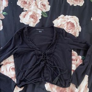 Laced up flowy long sleeve shirt